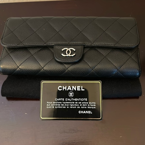 CHANEL Accessories - EUC  all inclusive gorgeous Chanel  black wallet. Silver hardware!